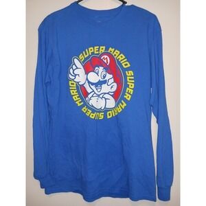 Super Mario Long Sleeve Medium‎ Blue Tshirt